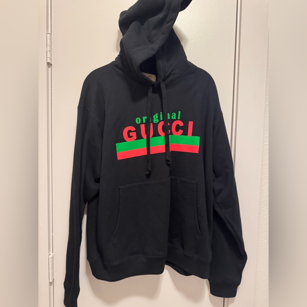 Gucci Adult Medium Web Accent Graphic Print Hoodie NWT - Picture 2 of 9